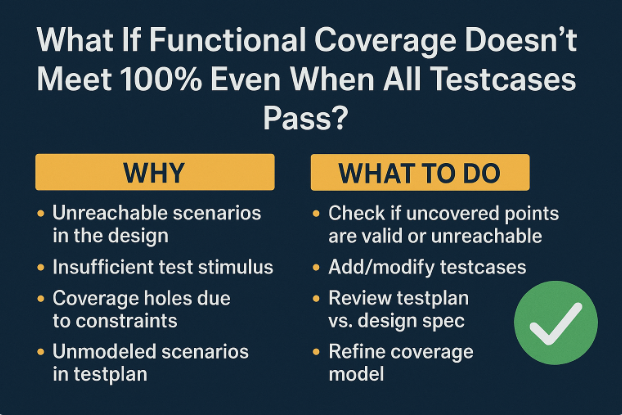 What If Functional Coverage Doesn’t Meet 100% Even When All Testcases Pass?